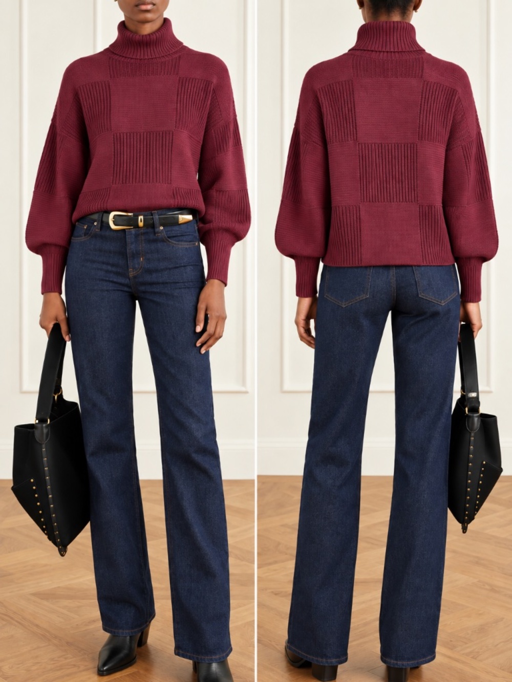 NWT STAUD Benny Turtleneck Sweater in Merlot size XS
